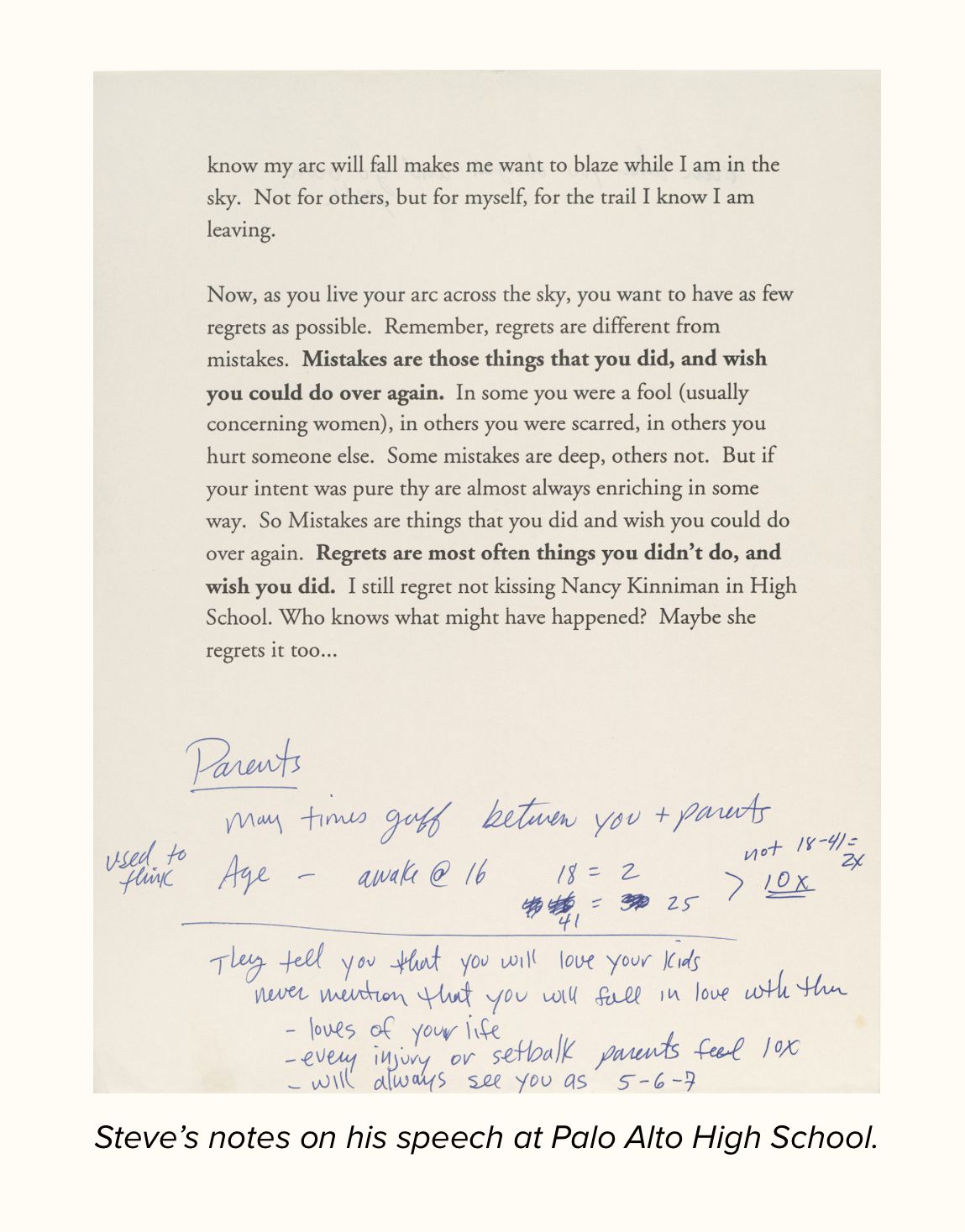 Notes on speech at high school